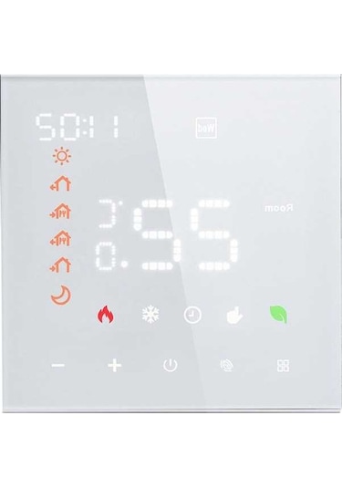 Fortunelane Beyaz Su Isıtma Akıllı Termostat - 3a Yük, Dokunmatik Ekran, Tuya App İle Programlanabilir, Sıcaklık Kontrol, Ses Ko