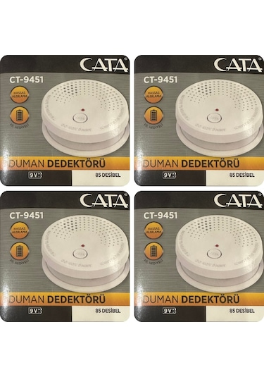 4 Adet Cata Pilli Duman Dedektörü Hassas Algılamalı