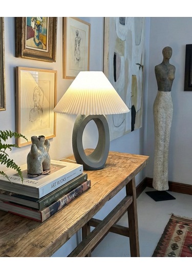 Elana Design Balance Abajur - Bohem Tarzı Abajur Ve Gece Lambası Gri