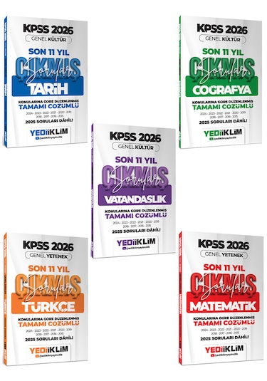 Yediiklim 2026 Kpss Gy-gk Lisans Konularına Göre Tamamı Çözümlü Son 11 Yıl Çıkmış Sorular Seti 5 Kitap