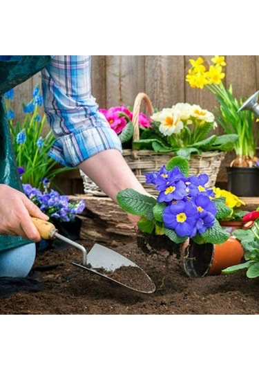 Symbee 4'lü Dayanıklı Bahçe Aleti Seti: Kova, Tırpan, Çalıştırıcı - Kauçuk Saplı, Kaymazsız, Anti-rus, El Yorgunluğunu Azaltır