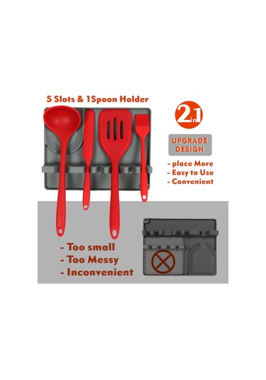 Sones 2'si 1 Arada Mutfak Silikon Kaşıklık Rafı Orta