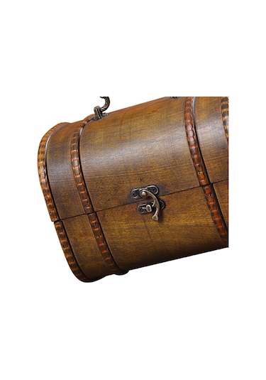 Homyl Biblo Kutusu Menteşeli Hazine Sandığı Süs Ahşap Kahverengi