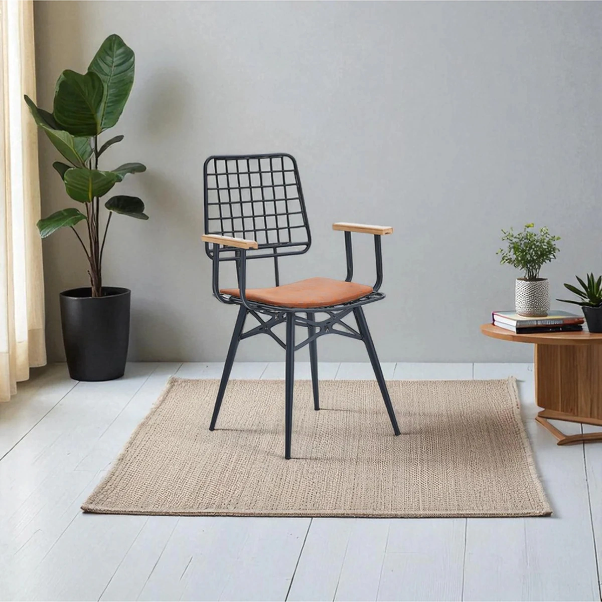 Dengema Rio S18 Kollu Sandalye Nubuk Taba, Metal Siyah Ayak Taba - Siyah Ayak