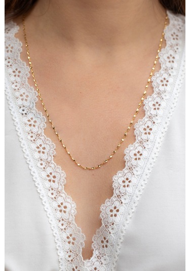 Cenova Kuyumculuk 14 Ayar Altın Kadın Kıvrımlı Singapur Zincir Kolye 1.60 Mm