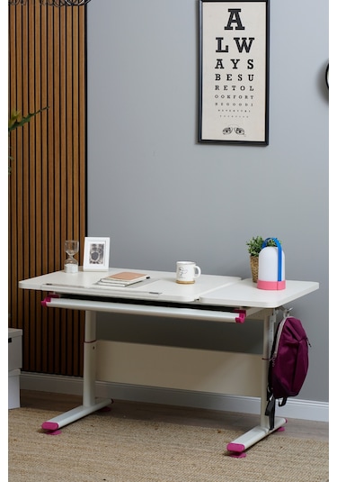 Vega Simple Ayarlanabilir Ekru Çalışma Masası, Oyuncu Ve Bilgisayar Masası, Modern Ahşap Ofis Masası Fuşya Vega Simple Ayarlanabilir Ekru Çalışma Masası, Oyuncu Ve Bilgisayar Masası, Modern Ahşap Ofis Masası Fuşya