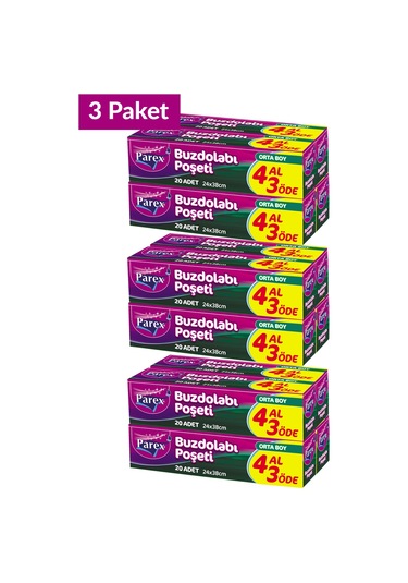 Buzdolabı Poşeti Orta Boy 4 Al 3 Öde 4 20 24 X 38 Cm Üçlü Set