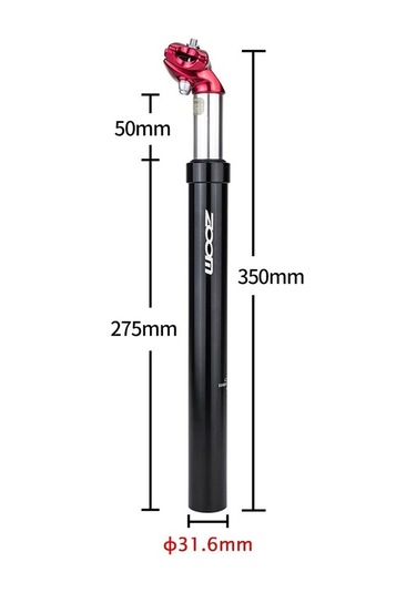 Zoom Bisiklet Süspansiyonlu Koltuk Direği Bisiklet Sele Direğinin Değiştirilmesi Alüminyum Ayarlanabilir Koltuk Borusu - Kırmızı/31.6x350mm