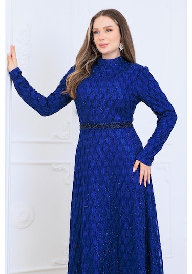 Raika Moda Lina Büyük Beden Tesettür Abiye İndigo