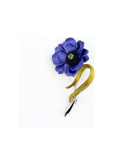 Solfera Mor Gelincik Çiçek Kır Çiçeği Metal Rozet Yaka İğnesi Broş Rz162