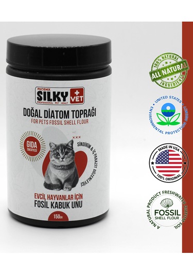 Silky Vet+ Kediler İçin Doğal Diatom Toprağı Gıda Takviyesi 150 G