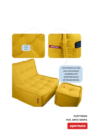 Xpermate Puffymod Dekoratif Kare Puf Orta Sehpa 40x40 Cm Sarı