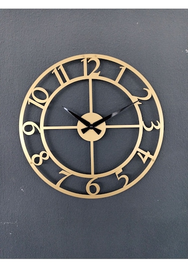 Rakamlı Metal Gold - Altın Duvar Saati 1,5 Mm Kalınlık 41x41 Cm Altın