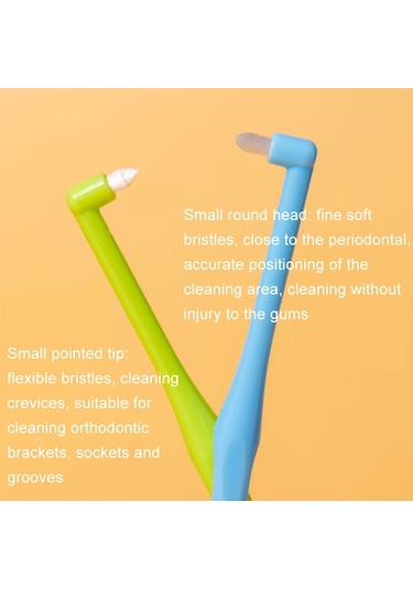 Sones Lerch 2'si 1 Arada Sivri + Yuvarlak Ortodontik Diş Temizleme Fırçası Evcil Hayvan Diş Yarığı Fırçası Renk Rastgele Teslimat