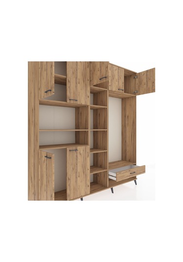 Hyperion Dolap 11 Raflı Tek Çekmeceli 7 Kapaklı 220x44x243 Çam-çam/çam Atlas Çam/atlas Çam