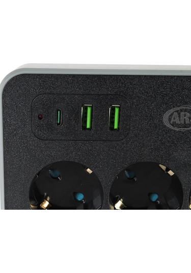 Ars 3 USB 1 Type C Girişli Akım Korumalı 2 Metre 3'lü Kare Priz