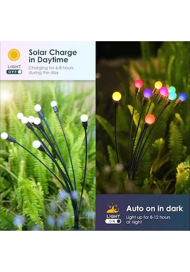 Solar 8 Top Çok Renkli Ateş Böceği Led Bahçe Aydınlatma Solar Bahçe Süsü Çok Renkli
