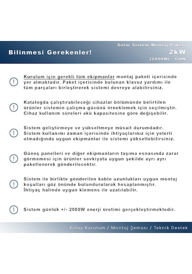 Matech 2 kW Solar Paket Sistem (2000W/Gün)