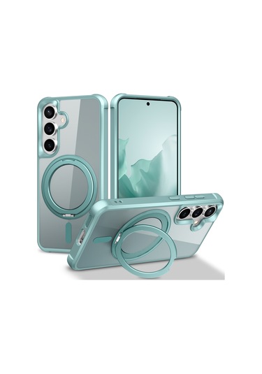 Samsung Galaxy S25 / S24 Kılıfı Magsafe Döndürülebilir Halka Ayaklı Tpu + Pc Telefon Kılıfı İle Uyumlu Açık Mavi