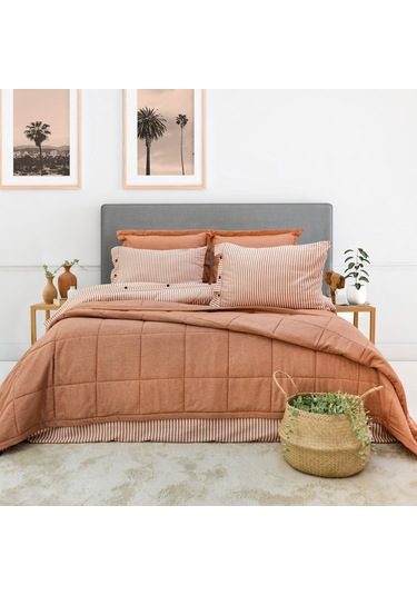Schafer Home Loria Yatak Örtüsü Nevresim Seti 7 Parça-turuncu Turuncu