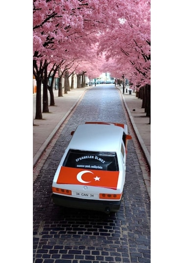 Nostaljik Metal Çek Bırak Türk Bayraklı Beyaz Tofaş Şahin Araba Kapılar Açılır Diğer