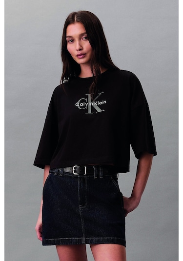 Calvin Klein Kadın Bisiklet Yaka T-shirt Siyah