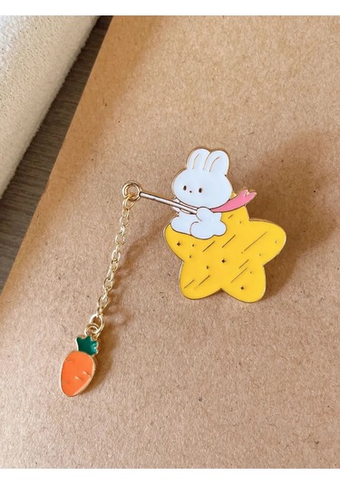 Proshik Emaye Tavşan Broş Rozet 302425265 Beyaz