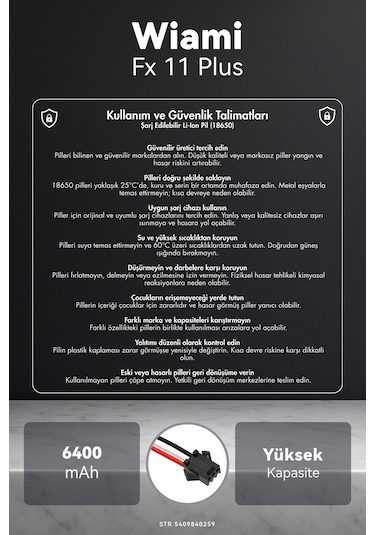 Wiami Fx 11 Plus 6400mah Robot Süpürge Bataryası K.k
