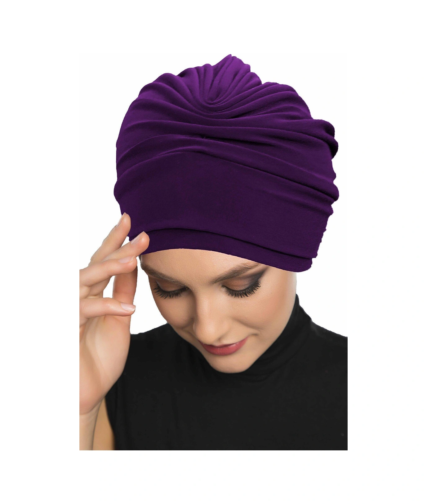 Çift Katlı Astarlı Mor Hazır Türban Tesettür Dış Ve Havuz Bonesi Mor