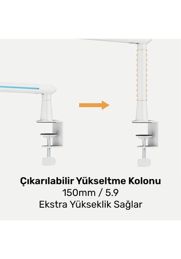 Npo Std191lw Elysium Profesyonel Rgb Işıklı Amortisörlü Yayıncı Stüdyo Mikrofon Kolu