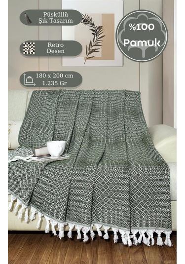 Battaniye Pamuk Riona 180x200 Cm Yeşil