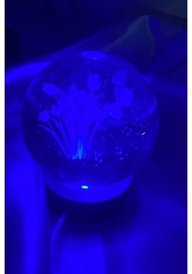 3d Led Işık Cam Küre Gece Lambası Lale Büyük Boy 8cm Çok Renkk
