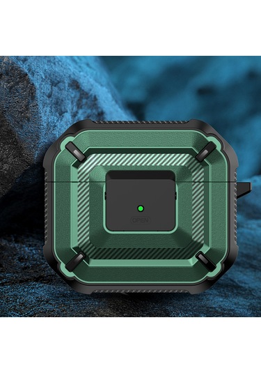 Airpods Uyumlu 3 Yeşil + Siyah İçin Anahtar Ve Kanca İle Elmas Doku Kulaklık Koruyucu Kılıf Yeşil