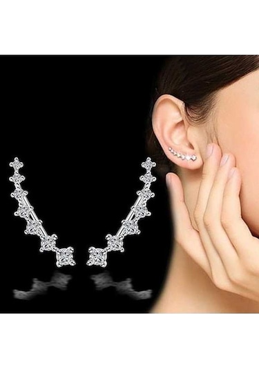 Fastbuy Kişisel Moda Küpe Dört Pençe Yedi Yıldızlı Vermekülit, Öğrenci Aksesuarları, Fransız Kulak Klipsi, Beyaz Beyaz