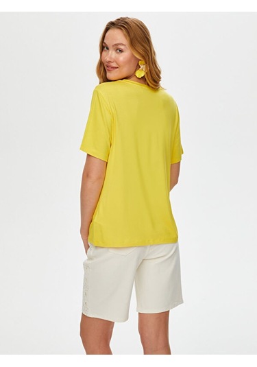V Yaka Kısa Kol T-shirt S25tsh001 Bs25tsh00160 Sarı