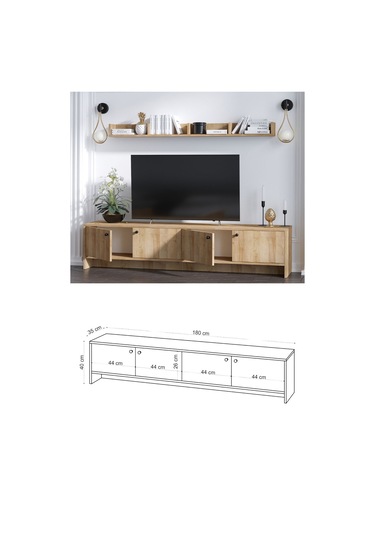 Decormet Tessa Tv Ünitesi Safir Meşe -dec-20039 Çok Renkli