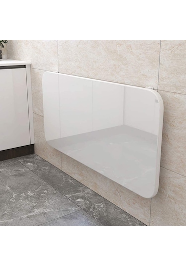 Kydoniahome 72X45 Cm Parlak Beyaz Mdf Oval Köşeli Duvara Monte Katlanır Masa