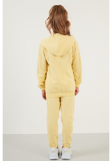Lela Kapüşonlu Cepli % 100 Pamuk Çocuk Unisex Çocuk Takım 5922021 Sarı