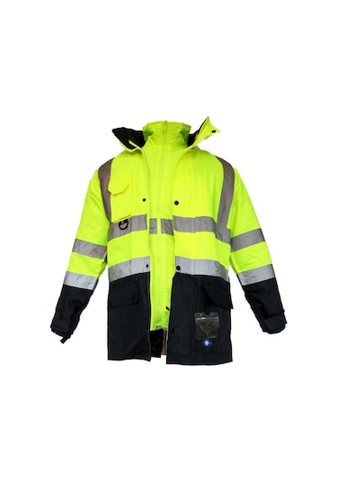 Junıor Jn1003 Fosforlu Oxford 5+1 İçi Çıkmalı Parka Sarı M Beden Lacivert-Sarı