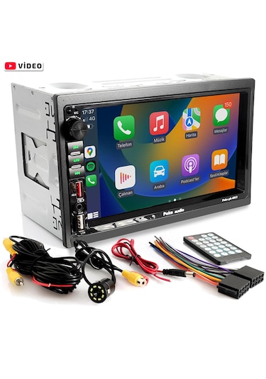 7'' Double Din Teyp 4x60w Dual Şarjlı Usb Fm Sd Kameralı Poke