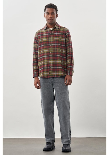 Koyu Yeşil Yünlü Ekose Desen Yumuşak Yaka Cepsiz Uzun Kol Casual Comfort Fit Gömlek 1004245227 Koyu Yeşil Koyu Yeşil Yünlü Ekose Desen Yumuşak Yaka Cepsiz Uzun Kol Casual Comfort Fit Gömlek 1004245227 Koyu Yeşil