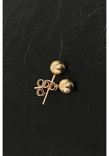 Zümrüt Sarraf 14 Ayar Altın Sarı Top Kadın Küpe