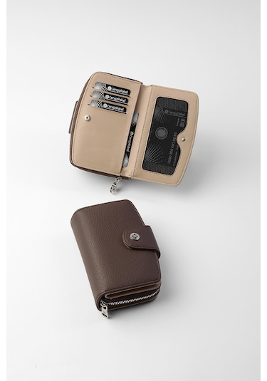 Cengiz Pakel Orta Boy Çıt Çıt Detaylı Kadın Cüzdan/portföy - 65300 - Kahve/vizon 65300-kahve-vizon