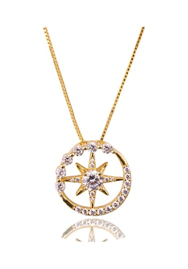 Masaliko Kutup Yıldızı Gümüş Kolye Ms3307, 925 Ayar Kadın Gümüş Kolye, İthal Ürün, Altın Kaplama Altın