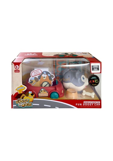 Sesli Sevimli Köpek Ve Arabası - Gri