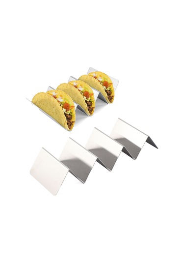Yuntech01 Inox Taco Tutucu 4 Lü W Eğimli Tasarım - Ev Kullanıma Dayanıklı, Pişirme Ve Servis İçin Konforlu Diğer