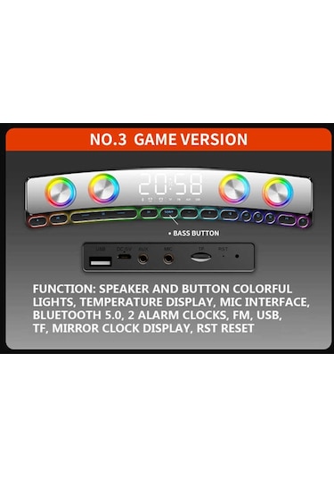 Soaiy SH39 Kablosuz Bluetooth Gaming Hoparlör RGB Oyuncu Hoparlörü Dijital Gösterge & Mekanik Tuşlu - ZORE-219097
