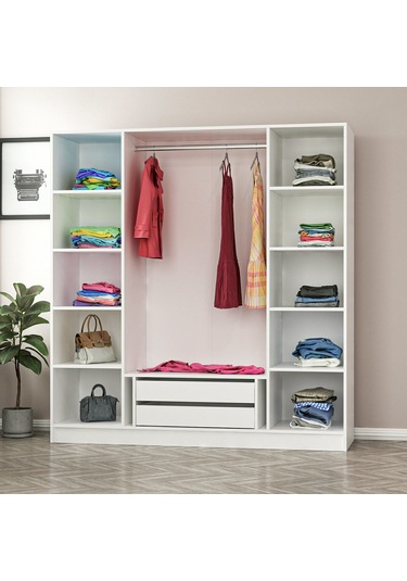 Minar Kale 4 Mebran Panjur Kapaklı 2 Çekmeceli Dolap Beyaz/beyaz 190cm Beyaz