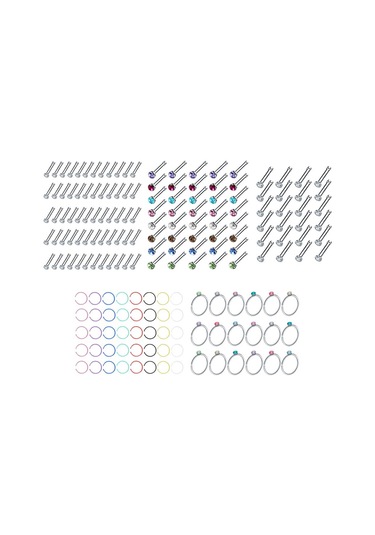 Suntek Kadın Kızlar Için Paslanmaz Çelik Burun Halkası 60-adet-beyaz Çok Renkli