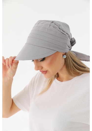 Safari Bağlamalı Gri Siperli Bandana Vizör Gri